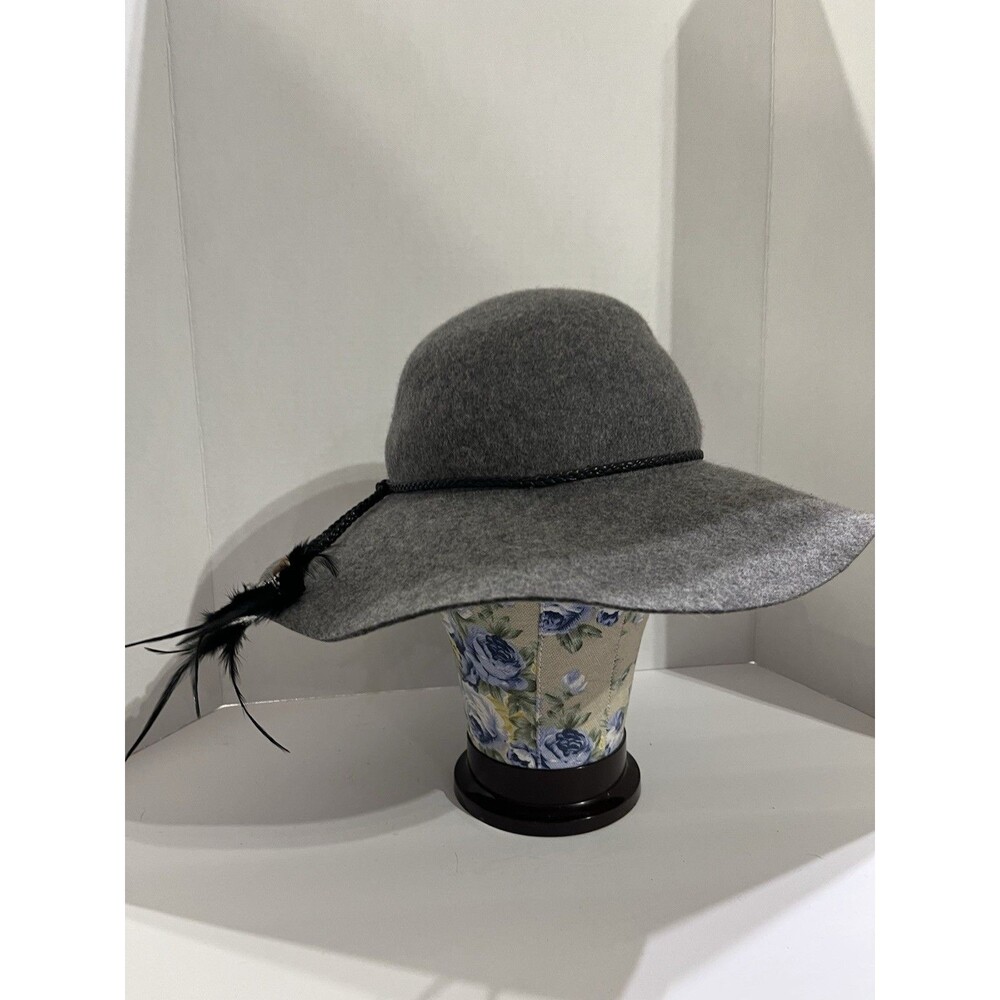 D&Y 100% Wool Gray Wide Brimmed Hat Father Tassle Detail
